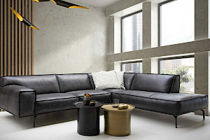 Ledersofa Z21294-1 - schwarz