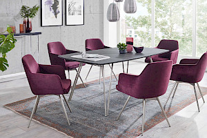 Tischgruppe Esszimmer Z21742-1 - Steinoptik modern