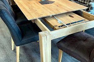 Funktionstisch, Esstisch mit Auszug Wildeiche Eich