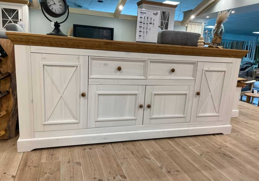 Sideboard Anrichte Kommode Kiefer massiv weiß/gela