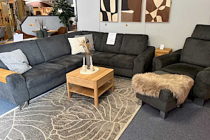 Wohnlandschaft Eckgarnitur Sofa mit Sessel anthrazit