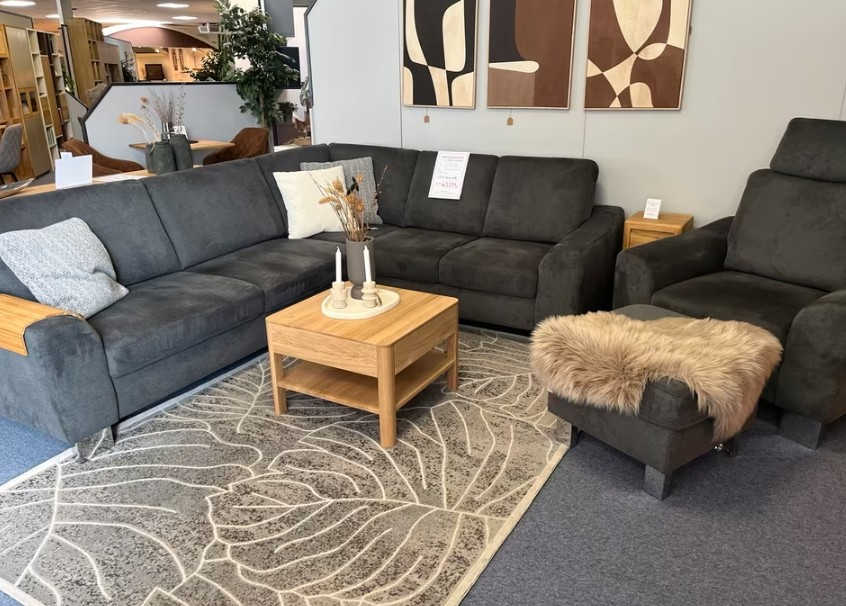 Wohnlandschaft Eckgarnitur Sofa mit Sessel anthraz